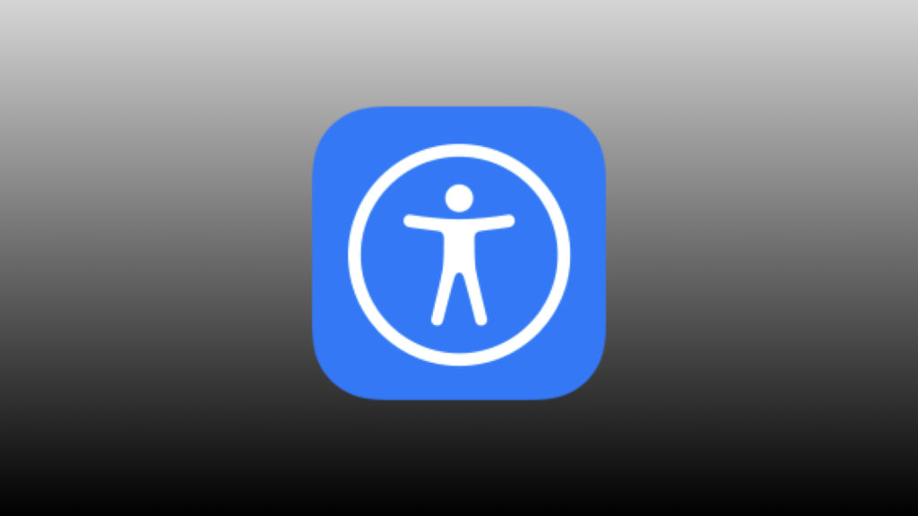 Apple accessibility icon over a gray gradient background